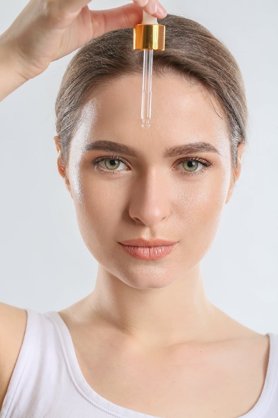 Portrait of a woman with clear, radiant skin